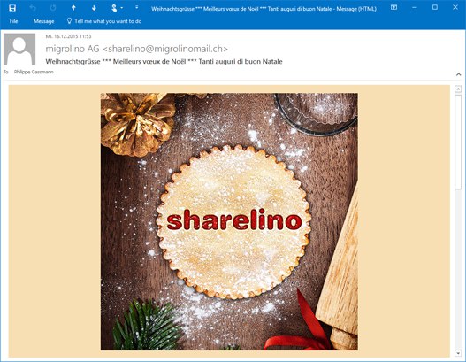 Screenshot des E-Mails, welches für die migrolino AG verschickt wurde